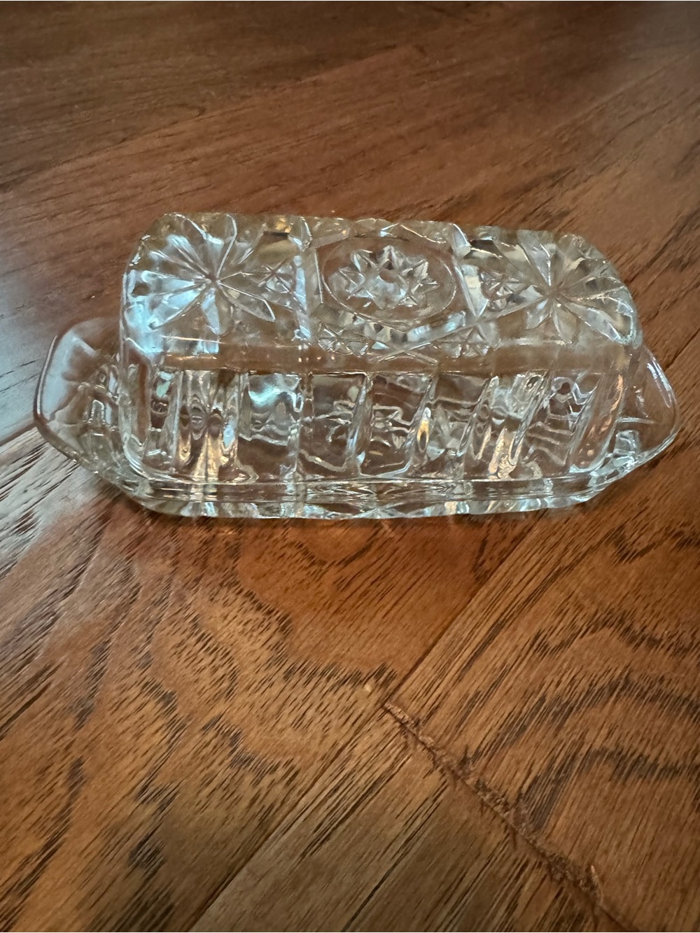 Pressed Glass Butter Dish - Clear